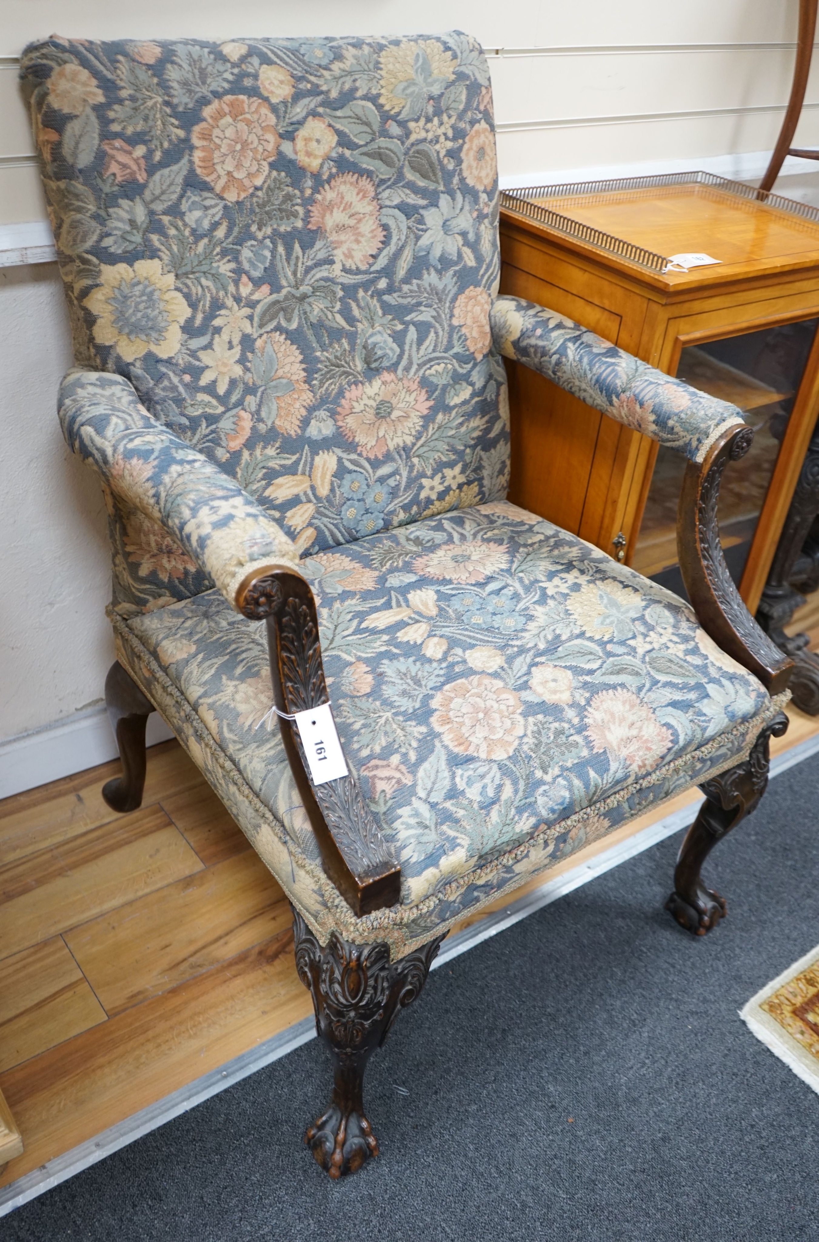 A 19th century Chippendale revival mahogany Gainsborough type chair, width 74cm, depth 72cm, height 107cm